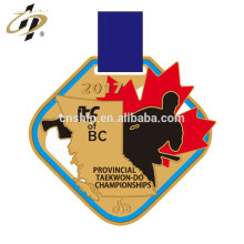 Hot sell design customize gold alloy cut taekwon-do medals with enamel